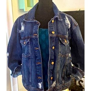 Celebrity Pink Celebrity Pink Celebrity Pink Dark Wash Distressed Denim Jkt, S